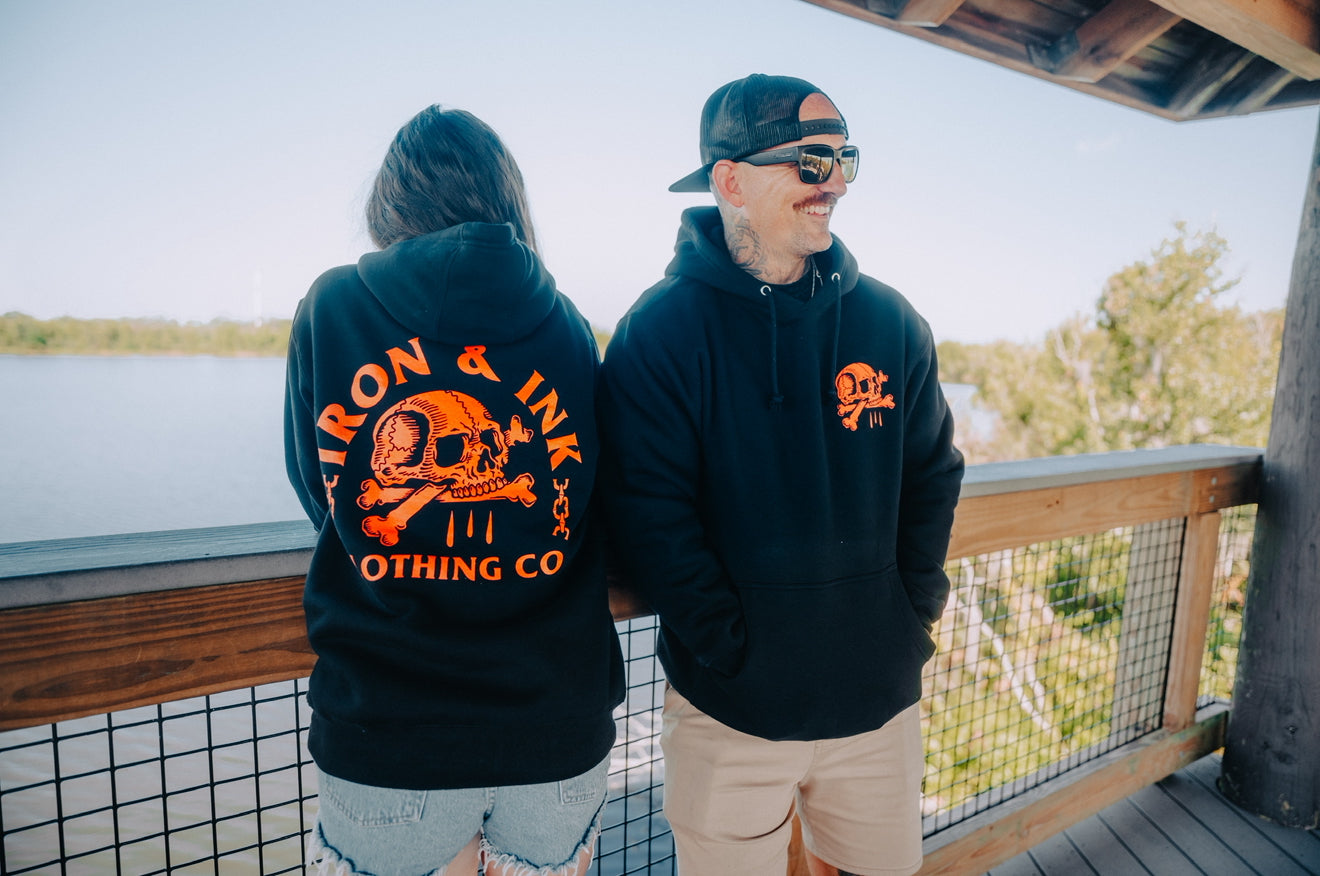 Halloween skull and bones Hoodie- black