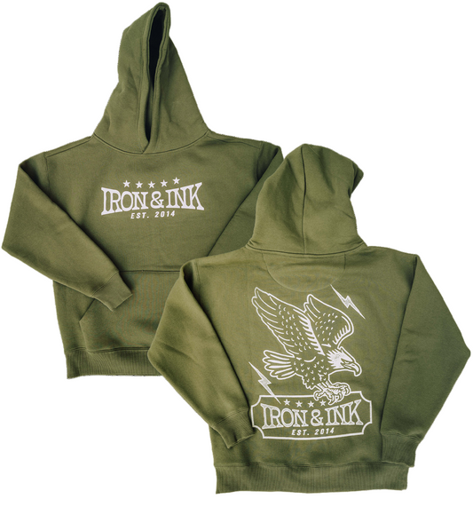 New CM exclusive "Iron Eagle Heritage" hoodie- Olive green