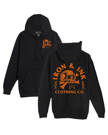 Halloween skull and bones Hoodie- black