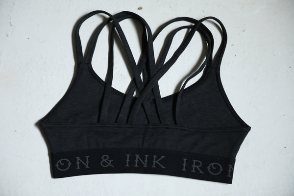 Women's “Rose” Performance Line- Sports Bra- Heather Black