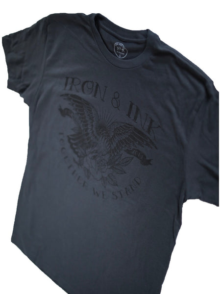 “EXCLUSIVE” Eagle and Rose Unisex Tee Shirt- Graphite/Black