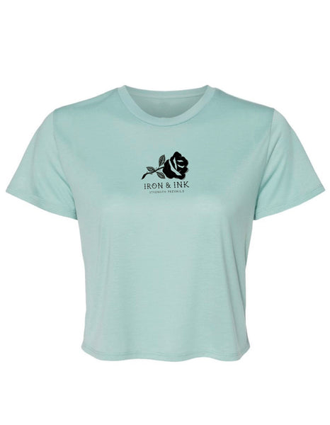 Ladies Strength Prevails Crop Tee- Dusty Blue