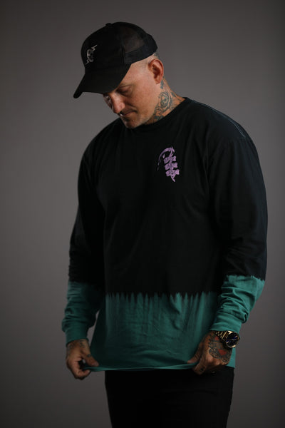 Reaper Custom Dyed Unisex Long Sleeve- Black/Teal